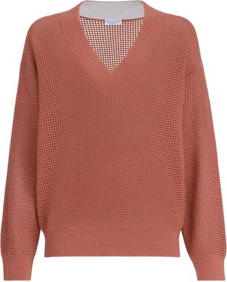 Brunello Cucinelli Trui met V-hals - Oranje