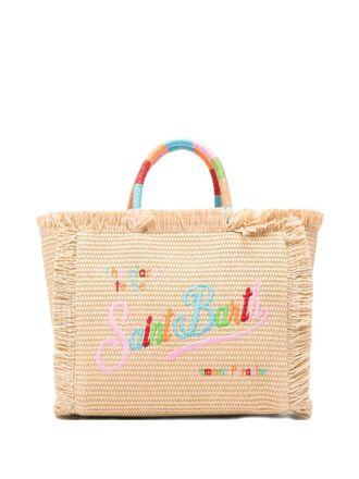 MC2 Saint Barth Rectangular Woven Tote Bag with Fringed Edges
