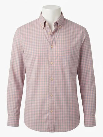 Faherty Coastline Knit Long Sleeve Shirt In Blue Coral Gingham