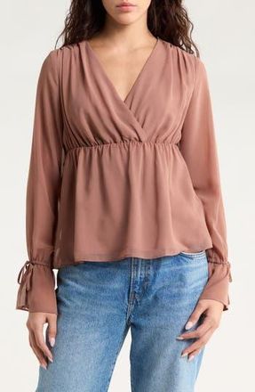 Open Edit Babydoll Chiffon Top in Brown Topaz at Nordstrom Rack, Size Xx-Small