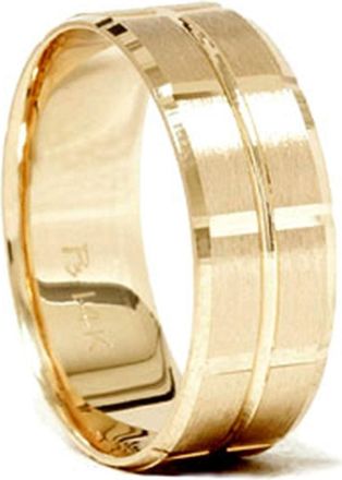 Pompeii3 14K Yellow Gold Mens 8mm Swiss Cut Wedding Ring Size Selectable