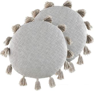 Beliani Beliani - Set of 2 Cotton Round Scatter Cushions Pillows Tassels 45 cm Grey Madia