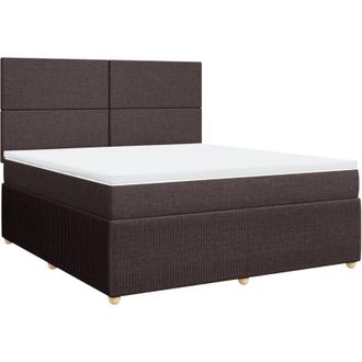 vidaXL Vidaxl - Cama Box Spring Con Colch&oacute;n Tela Marr&oacute;n Oscuro 180x200 Cm