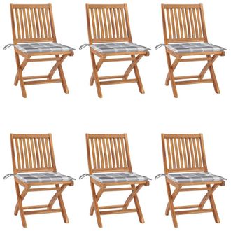 vidaXL Vidaxl - Sillas De Jard&iacute;n Plegables 6 Uds Madera Maciza Teca Con Cojines