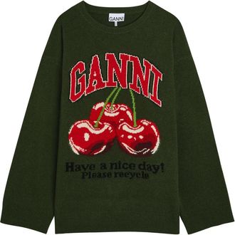 Ganni Intarsia Wool-blend Jumper - Green - S (UK8-10 / S)