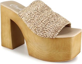 Candie's Klara Platform Slide Sandal in Natural at Nordstrom, Size 10Us