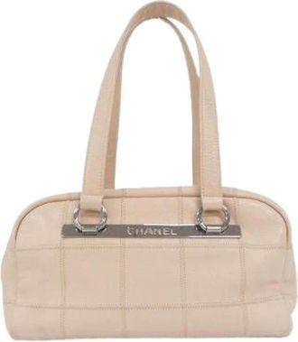 Chanel Pre-owned Grained Calfskin Shoulder Bag - Dames - Vintage Handtas - Beige - ONE Size - Leer - Vintage