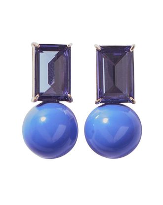 Carolina Herrera CZ Crystal & Colored Ball Earrings