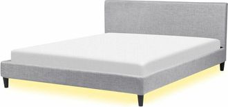 Beliani Beliani - Letto sfoderabile grigio chiaro con illuminazione led bianca 180 x 200 cm Fitou