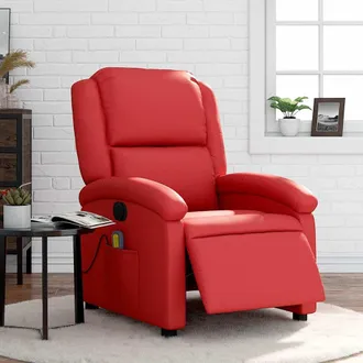 vidaXL Vidaxl - Sill&oacute;n De Masaje Reclinable El&eacute;ctrico De Cuero Artificial Rojo
