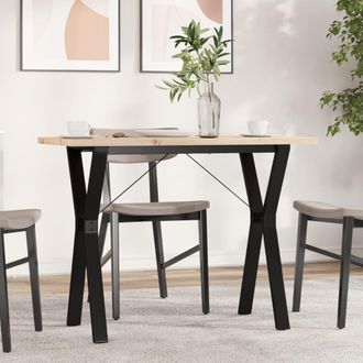 vidaXL Mesa De Comedor Marco Y Madera Maciza Pino Acero 100x50x75,5 Cm Vidaxl