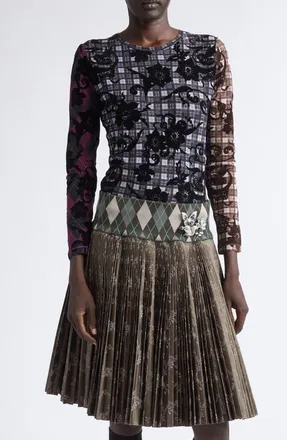 Chopova Lowena Duchess Flocked Mesh Top in Black Multi at Nordstrom, Size X-Small