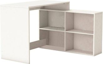 Dmora Dmora - Escritorio Kyarr, Escritorio Multiusos, Mesa De Oficina Para Pc, El Plan De Trabajo, 112x101 H77 Cm, Blanco Mate