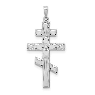 Diamond2Deal 14k White Gold Eastern Orthodox Cross Pendant