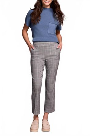 Tribal Plaid Bengaline Stretch Pull-On Kickflare Pants In Mist Blue