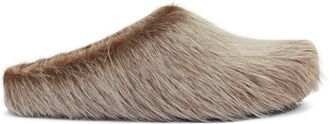Marni LONG HAIR CALFSKIN FUSSBETT SABOT SOFT BEIGE SLIPPERS