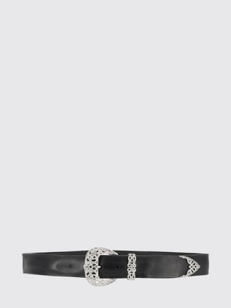 Orciani Smooth Calf Leather Belt with Crystal-Covered Jewel Buckle