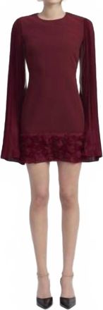 En Saison Annalis Sleeve Cape Sheath Dress In Deep Crimson