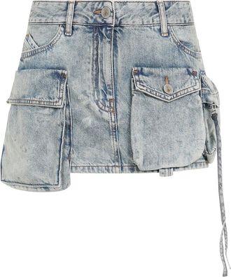 The Attico Bleached Blue Fay Cotton Mini Skirt-Donna