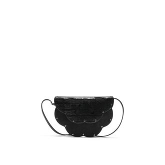 Maliparmi Maliparmi - Leren Bloom Kleine Crossbody Tas - Dames - Tassen - Zwart - Maat: ONE Size Leer