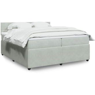 vidaXL Vidaxl - Cama Box Spring Con Colch&oacute;n Terciopelo Gris Claro 200x200 Cm