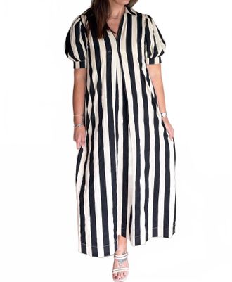 Pinch Design Monochrome Midi Dress In Black Stripe
