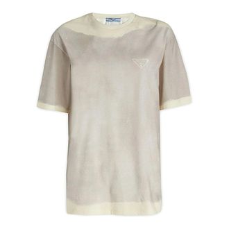 Prada T-Shirts, female, Gray, Size: XS T-Shirt