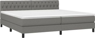 vidaXL Vidaxl - Cama Box Spring Con Colch&oacute;n Tela Gris Oscuro 200x200 Cm