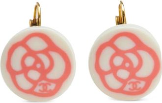 Chanel 2003 Resin Camellia Clip-On Drop Earrings costume earrings - White