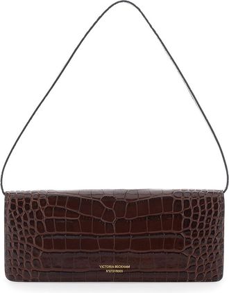 Victoria Beckham Womens Clutch Dorian East-West Brown Leather Calf Shoulder Bags