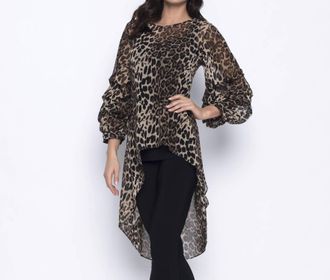 Frank Lyman Design Animal Print Tunic In Black