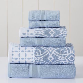 Modern Threads Yarn Dyed Jacquard/Solid Towel 6-Piece Set - Monore Blue at Nordstrom Rack, Size 6 Piece Set