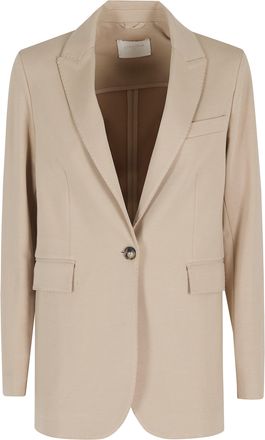 Circolo 1901 Beige Fleece Single-Breasted Cotton Blazer