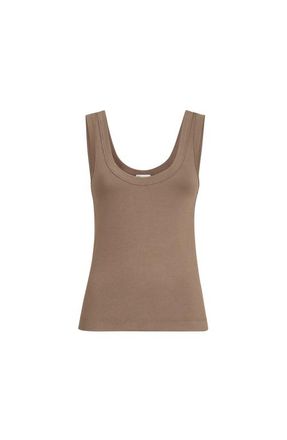 Brunello Cucinelli Ribbed jersey top in Chocolate at Nordstrom, Size 5X-Large Eu