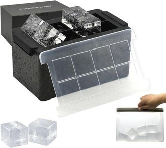 OEM Moldes Para Cubitos De Hielo Transparentes: M&aacute;quina Gigante De 5 Cm Para Hacer 8 Cubitos De Hielo Transparentes Grandes Para Whisky Y C&oacute;cteles Con Bol