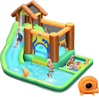 Costway Costway Castillo Hinchable Parque Acu&aacute;tico Inflable Con Tobog&aacute;n Inflable En Tejido Oxford Con Piscina Con Soplador