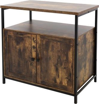 ML Design Aparador de madera marrón cómoda vintage 80x80.5x50.5 cm