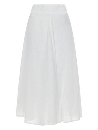 120% Lino Flared Silhouette High Waist Skirt