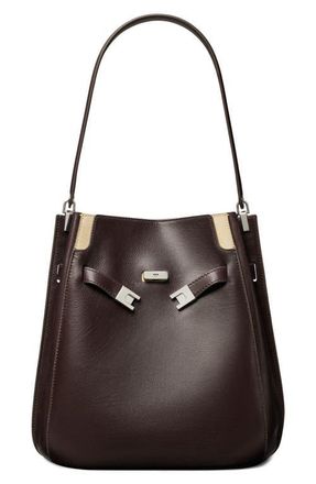 Tory Burch Lee Radziwill Leather Double Bucket Bag in Cocoa at Nordstrom