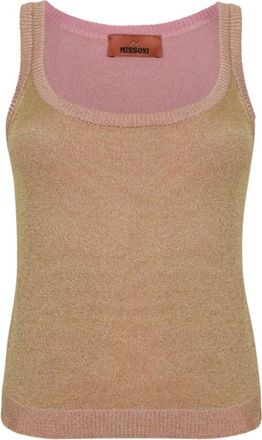 Missoni Sleeveless Tops, female, Pink, Size: 2XS Scoop-neck Top