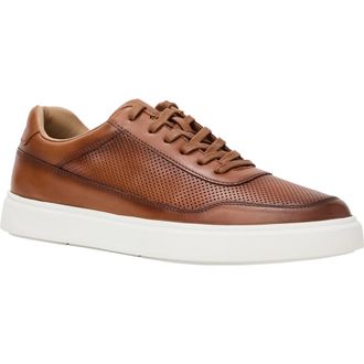 Andr&eacute; Assous Andrew Perforated Leather Sneaker in Cognac Perf at Nordstrom, Size 11.5