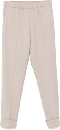 D.exterior Beige Broek met boorden Rechte pijp - Dames - Slim Fit Broeken - Beige - S - Polyester - Broeken