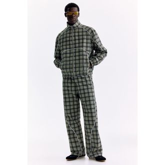 H&M Relaxed Fit Nylon Track Pants in Beige/checked at Nordstrom, Size Xx-Large