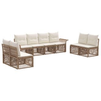 vidaXL Conjunto De Sof&aacute;s De Jard&iacute;n 8 Pcs Beige Rat&aacute;n Sint&eacute;tico Vidaxl