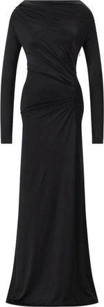 Victoria Beckham Gegolfde Maxi Jurk - Dames - Avondkleed - Zwart - XS - Kleedjes