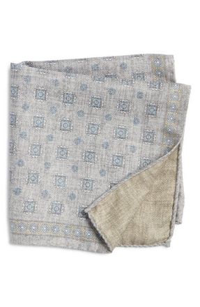 Jack Victor Ronge Silk Pocket Square in Grey at Nordstrom