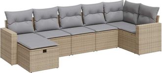 vidaXL Vidaxl - Set Sof&aacute;s De Jard&iacute;n 7 Piezas Y Cojines Rat&aacute;n Sint&eacute;tico Beige