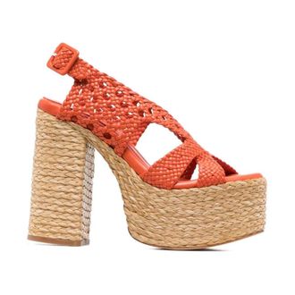 Paloma Barceló High Heel Sandals, female, Orange, 7 UK, Orange Open-Toe High Block Heel Sandals