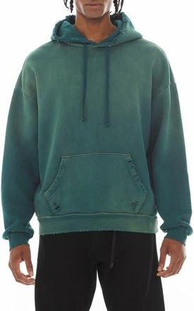 Cult of Individuality Core Distressed French Terry Pullover Hoodie in Bayberry at Nordstrom, Size Xx-Large