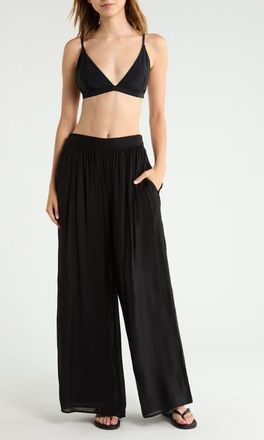 Elan Wide Leg Cover-Up Pants in Black at Nordstrom, Size X-Large